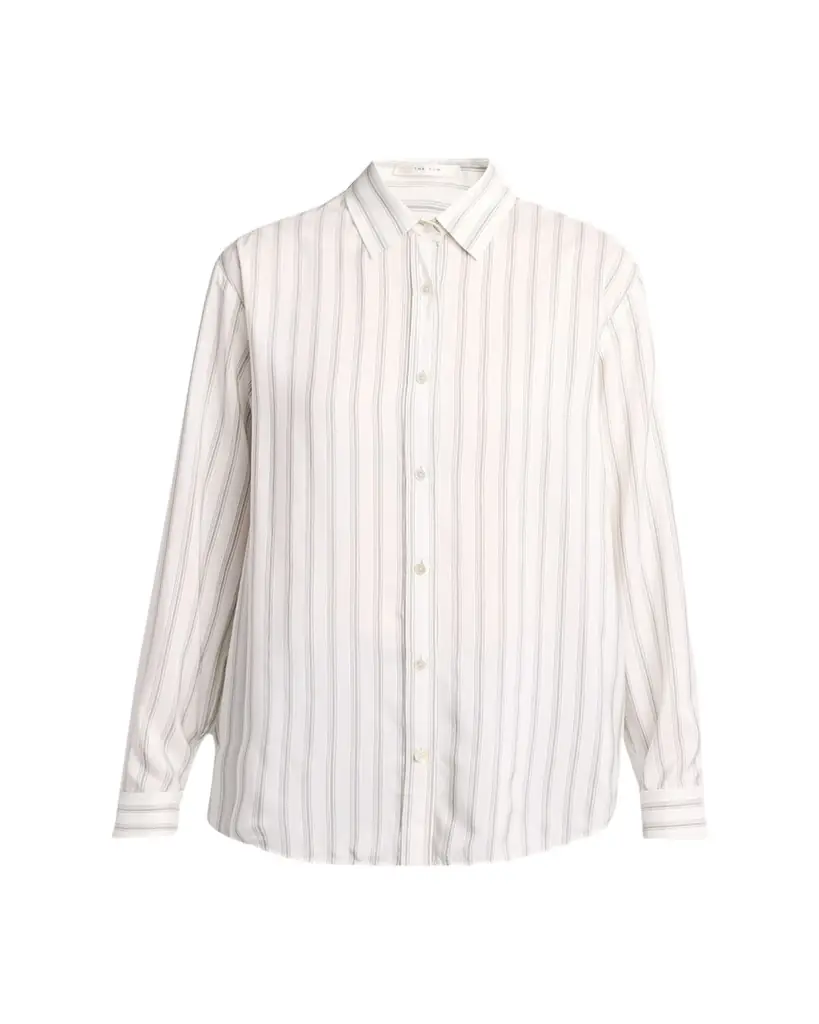 THE ROW Eirlys Striped Silk Button-Down Shirt