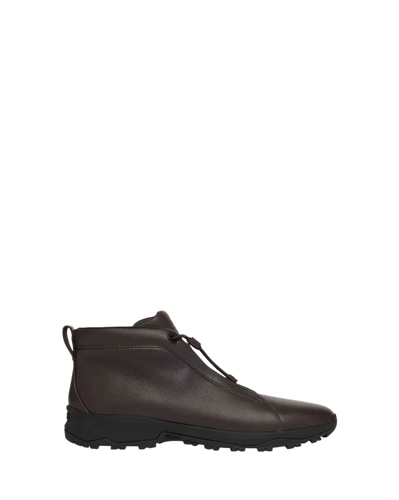 ZEGNA Men's Triple Stitch Vetta Grained Leather Sneaker Boots