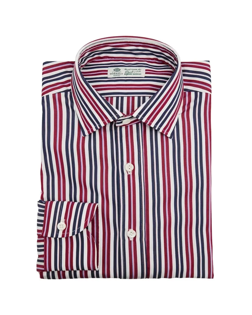borrelli dress shirts Borrelli Men's Cotton Fine-Stripe Point Collar Dress Shirt, Pink Blue, Men's, 39 Eu (15.5 Us), Shirts Tops Formal & Evening Dress Shirts