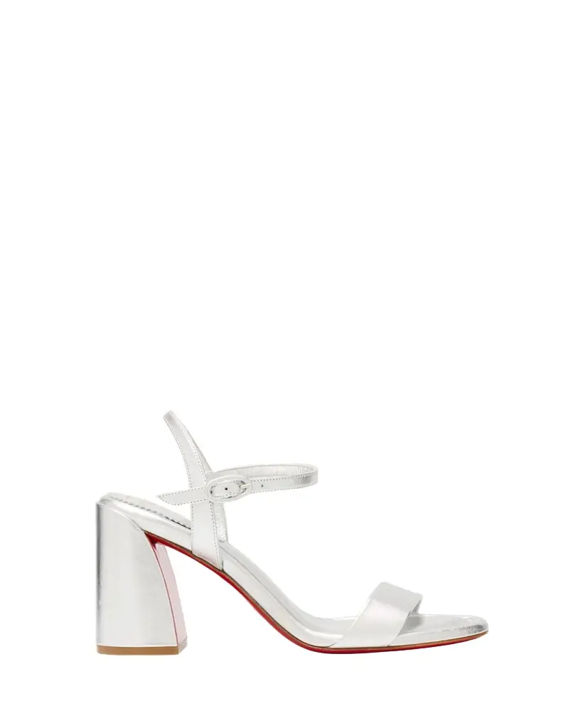 Christian Louboutin 85mm Miss Jane Metallic Leather Ankle-Strap Sandals