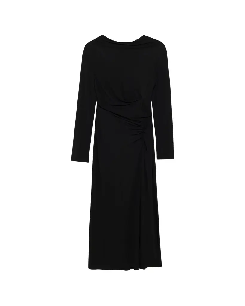 SIMKHAI Ferrera Ruched Long-Sleeve Midi Dress