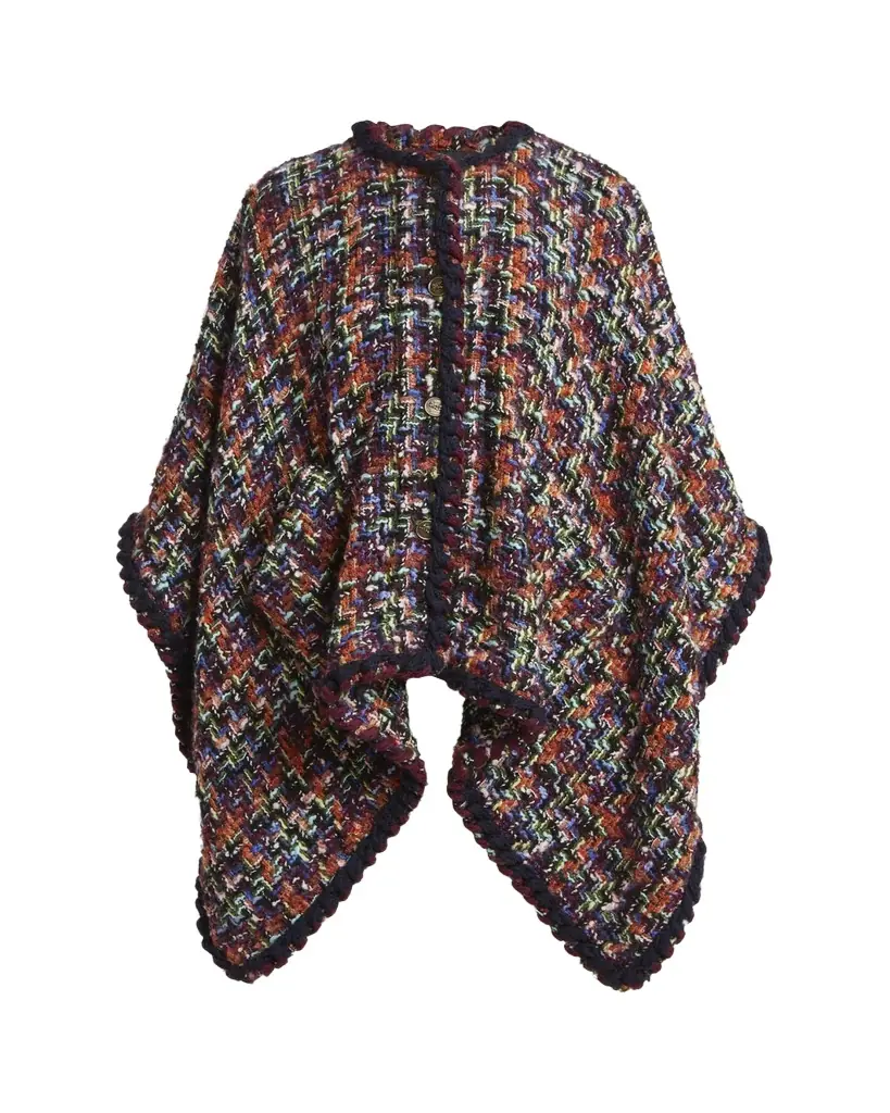 Etro Multicolor Tweed Wool-Mohair Blend Cape