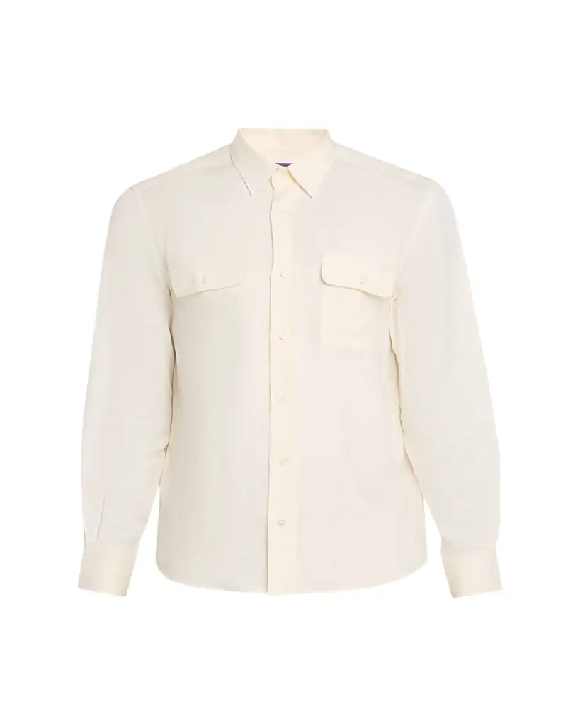 Ralph Lauren Purple Label Men's Silk and Linen Flap Pocket Button-Down Shirt