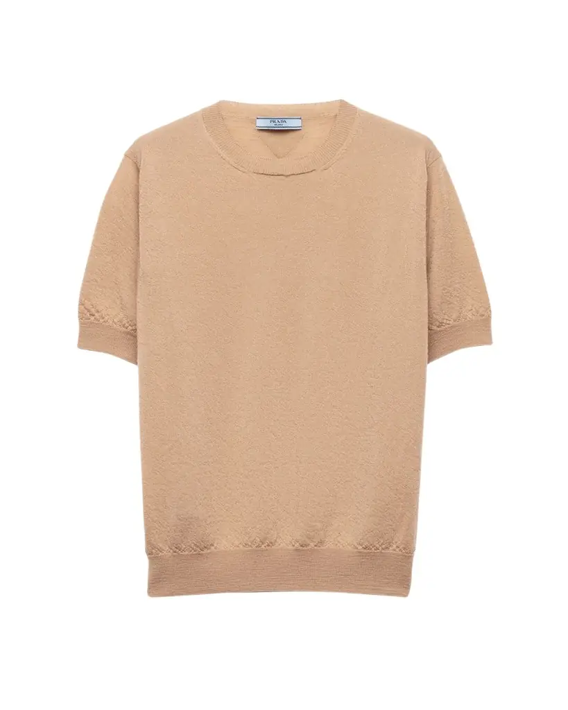 Prada Superfine Cashmere Short-Sleeve Sweater