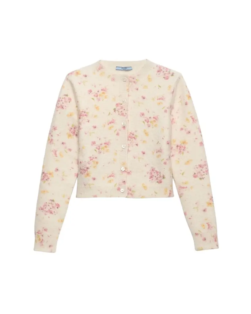 Prada Floral Crewneck Cardigan