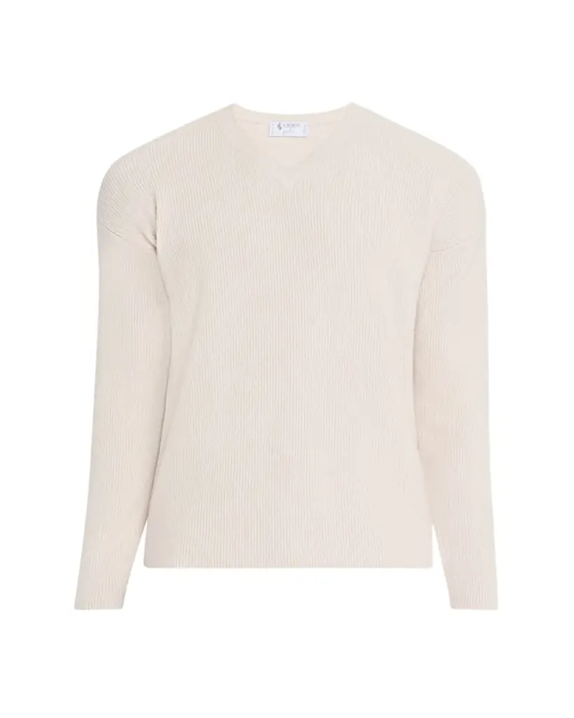 Bergdorf Goodman Men's Cashmere and Wool Rib V-Neck Sweater