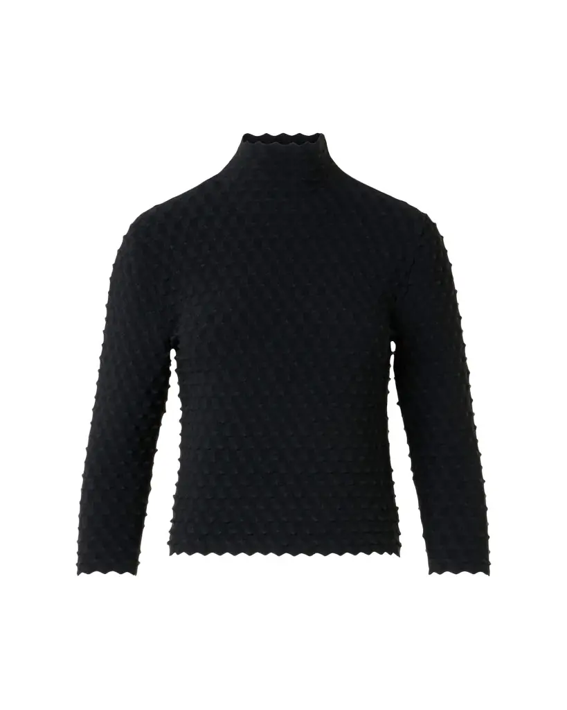 Akris punto Popcorn Knit Mock-Neck Sweater