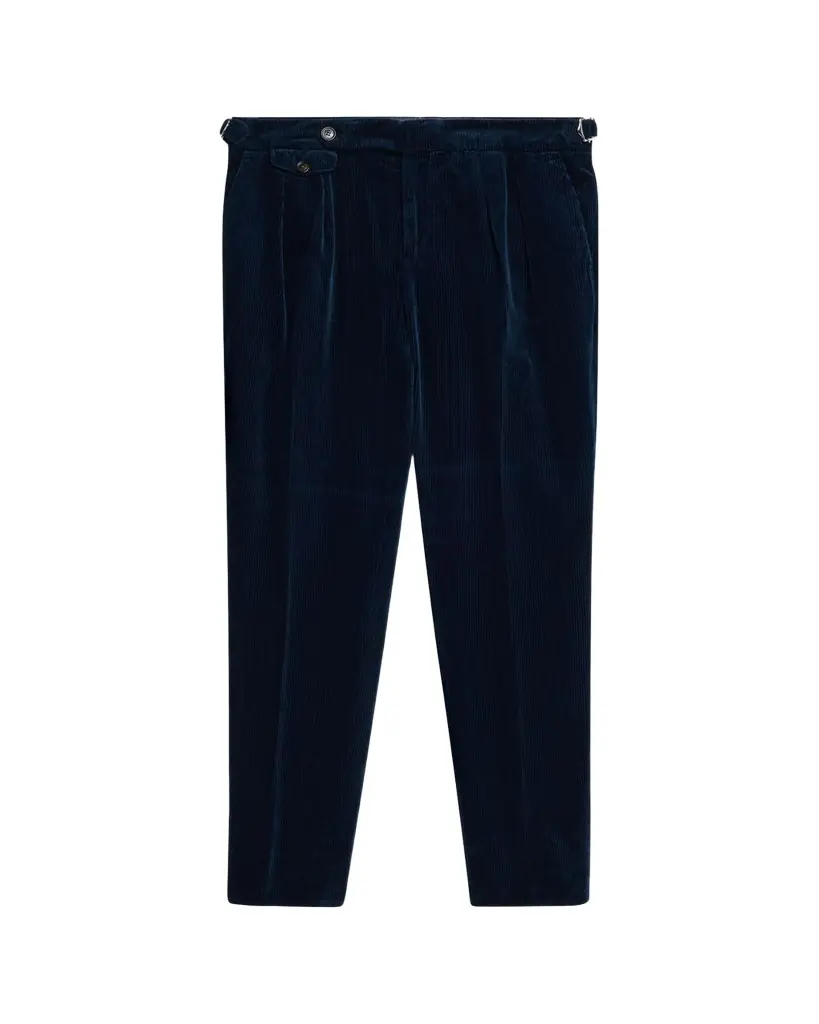 Brunello Cucinelli Men's Cotton Corduroy Waist-Tab Pleated Pants
