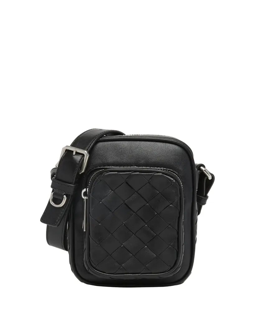 Bottega Veneta Men's Intrecciato Leather Vertical Crossbody Bag