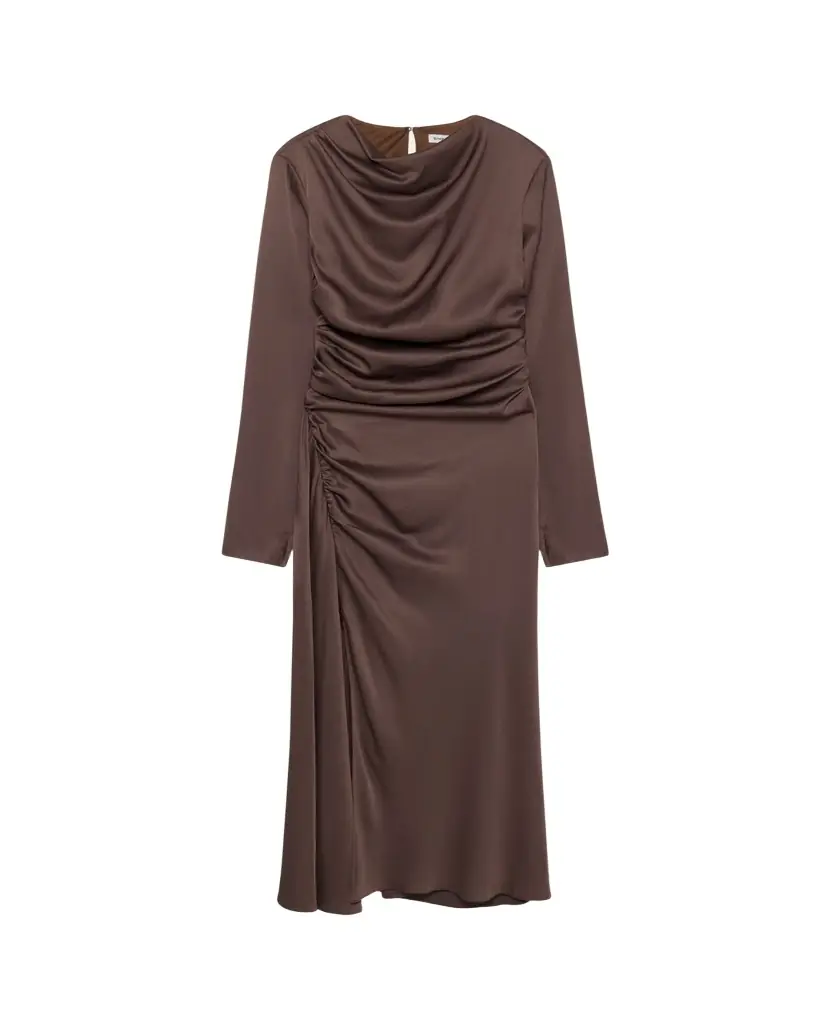 SIMKHAI Odessa Draped Long-Sleeve Midi Dress