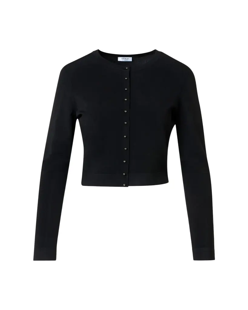 Akris punto Wool Rib Crop Crewneck Cardigan