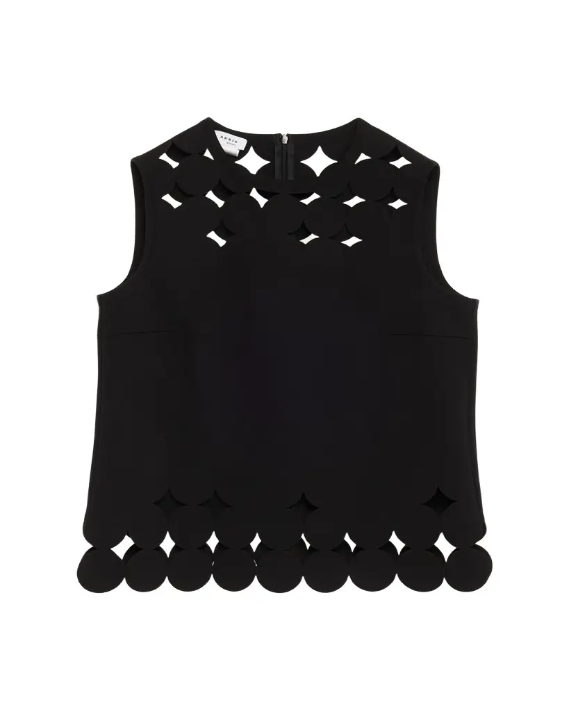 Akris punto Sleeveless Cutout Polka Dot Top