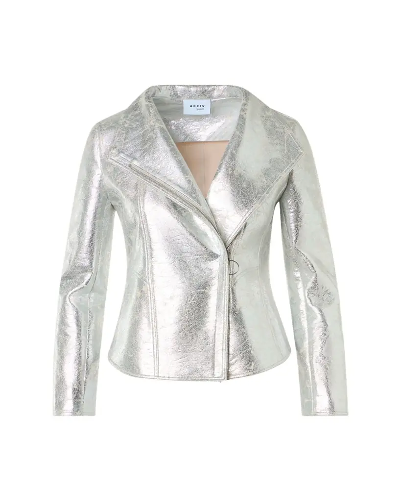 Akris punto Metallic Leather Moto Jacket