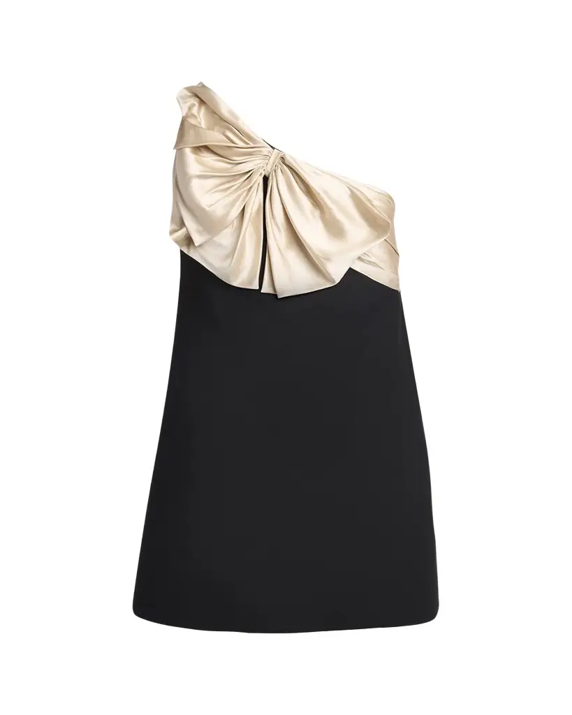 Valentino Garavani Satin Bow One-Shoulder Mini Dress