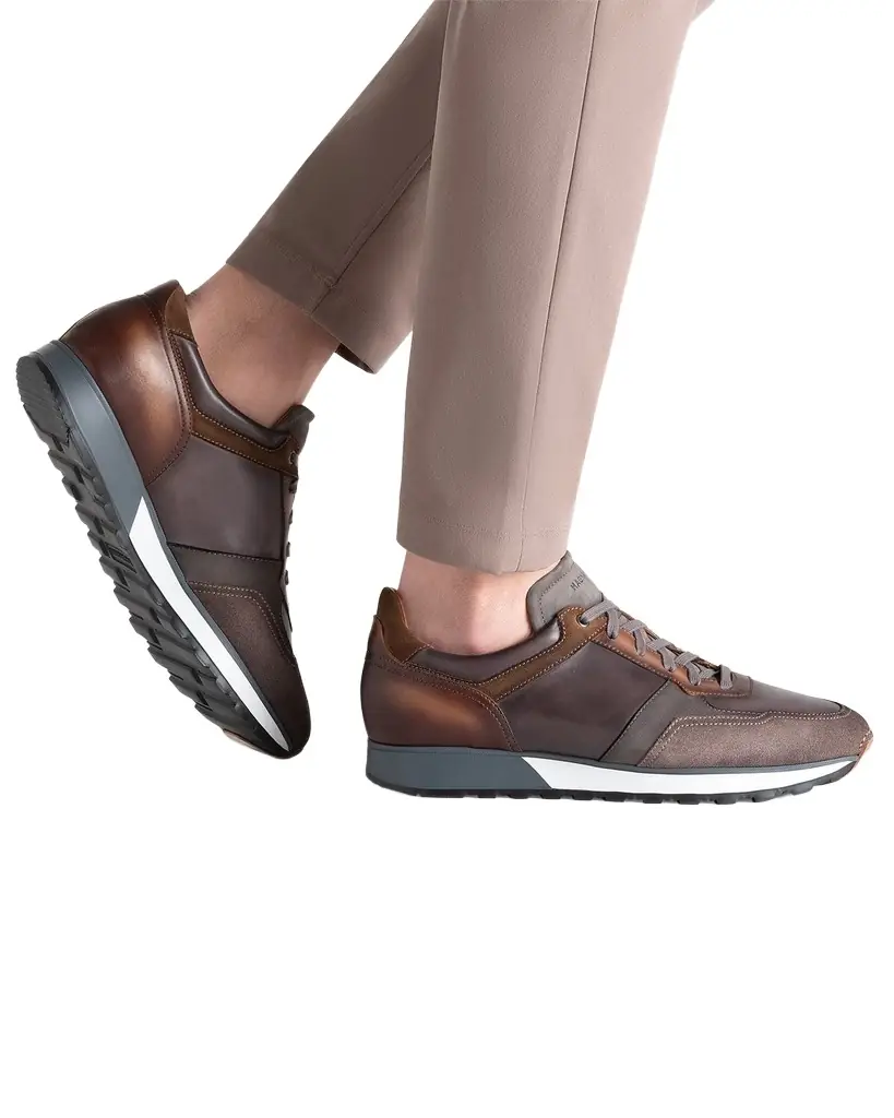 Magnanni Men 's Arco Leather Runner Sneakers