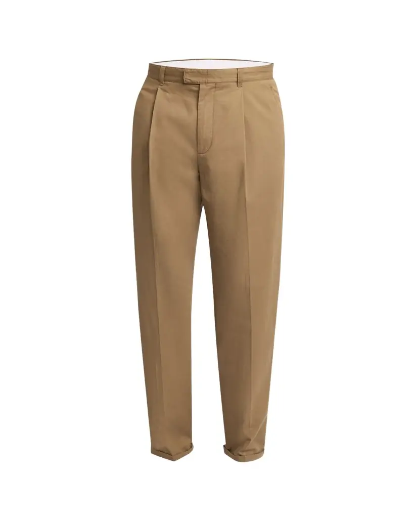 THE ROW Men's Belamy Cashmere and Cotton Pleated Pants