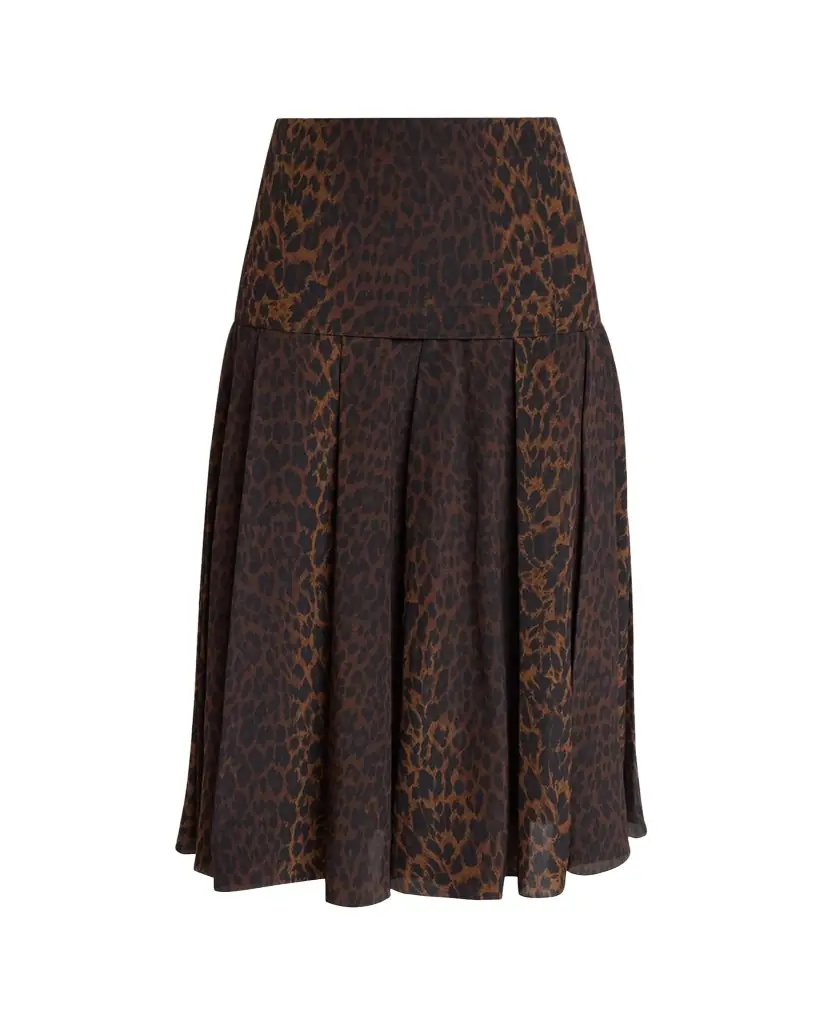 Balenciaga Leopard-Print Silk Godet Midi Skirt