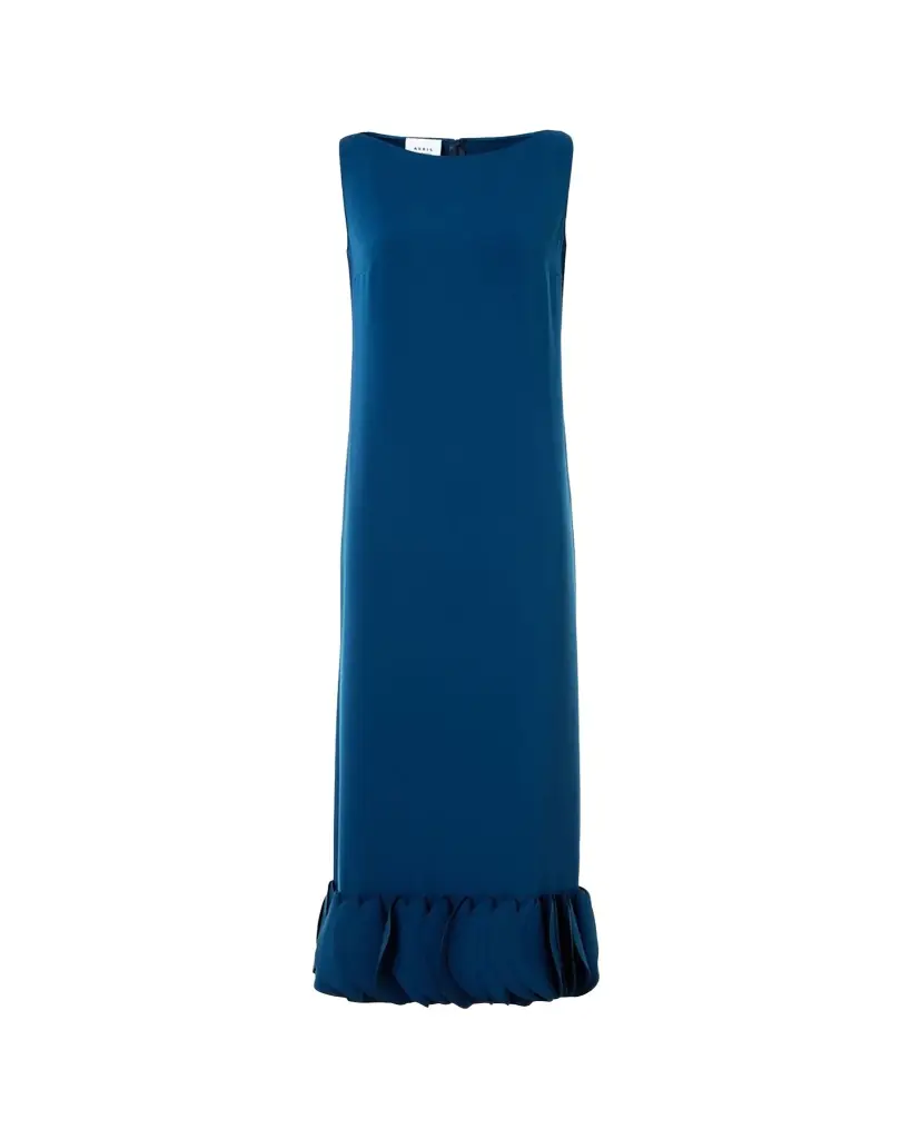 Akris punto Dot Ruffle Sleeveless Midi Dress
