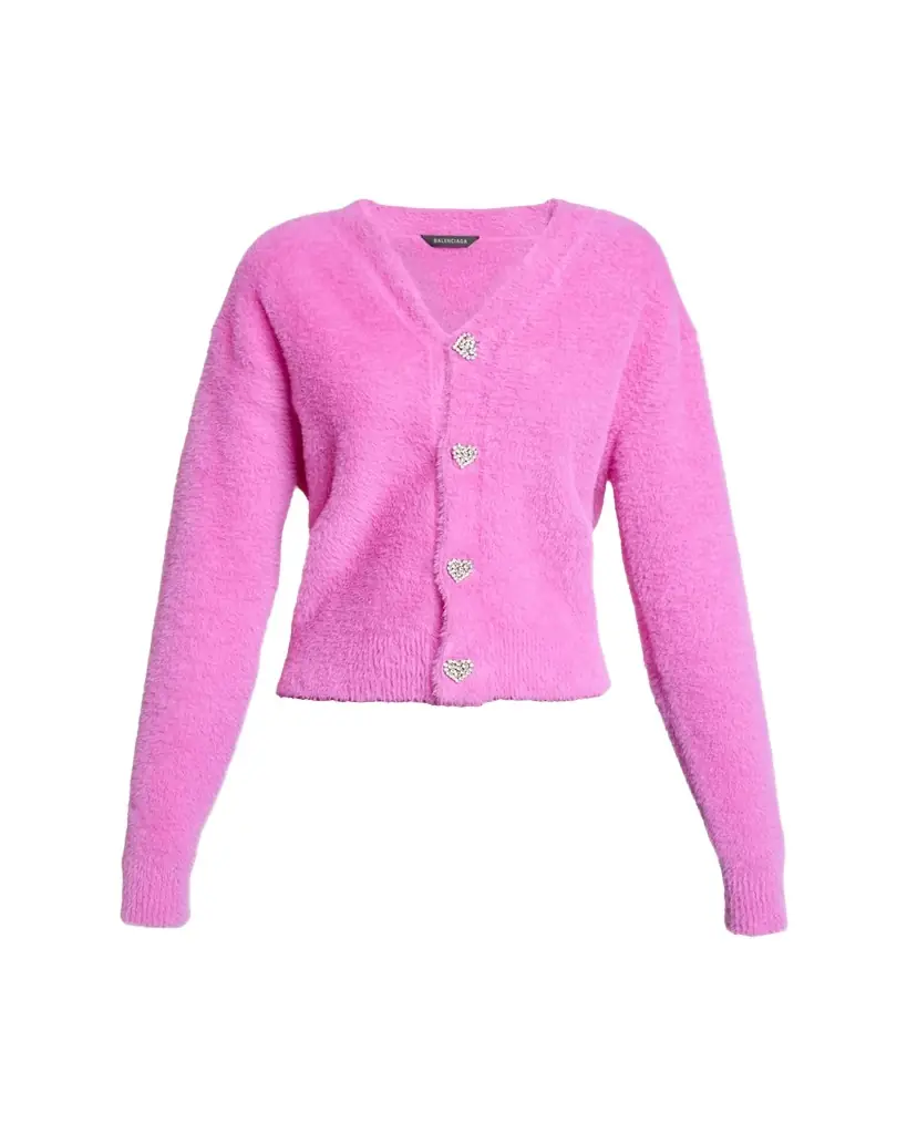 Balenciaga Fluffy V-Neck Cardigan