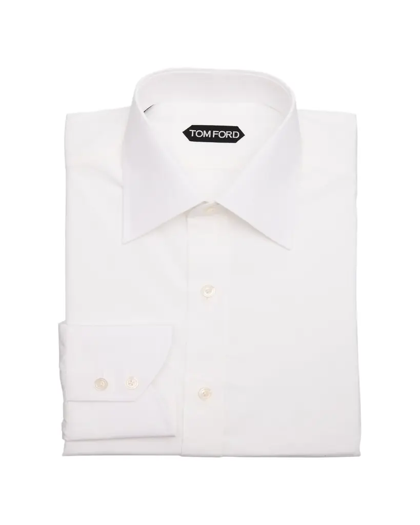 TOM FORD Men's Cotton Point-Collar Dress Shirt