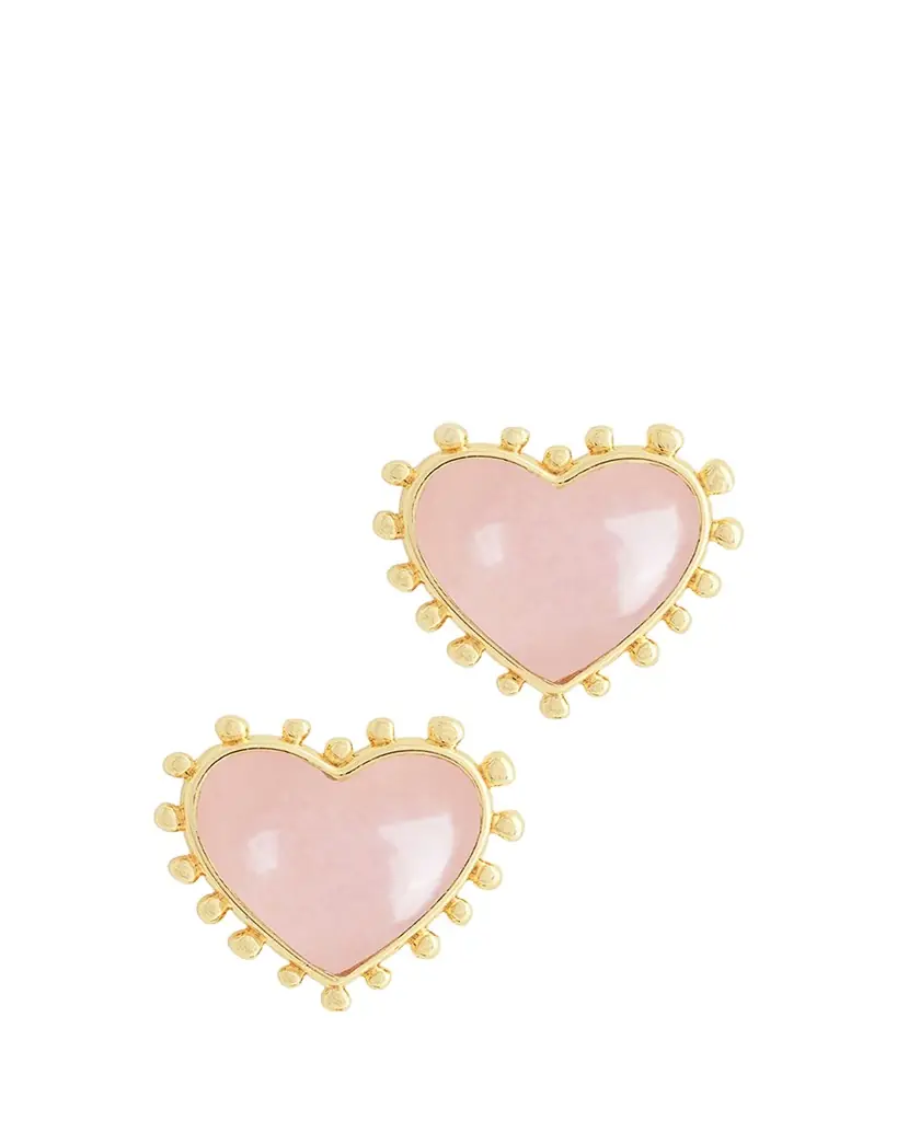 Anabel Aram Jewelry Heart Stone Stud Earrings