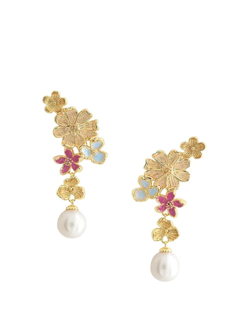 Anabel Aram Jewelry Wildflowers Pearl Drop Earrings