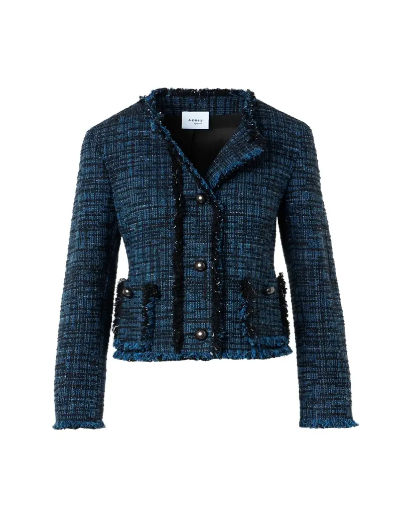 Akris punto Raw Denim Tweed Single-Breasted Jacket