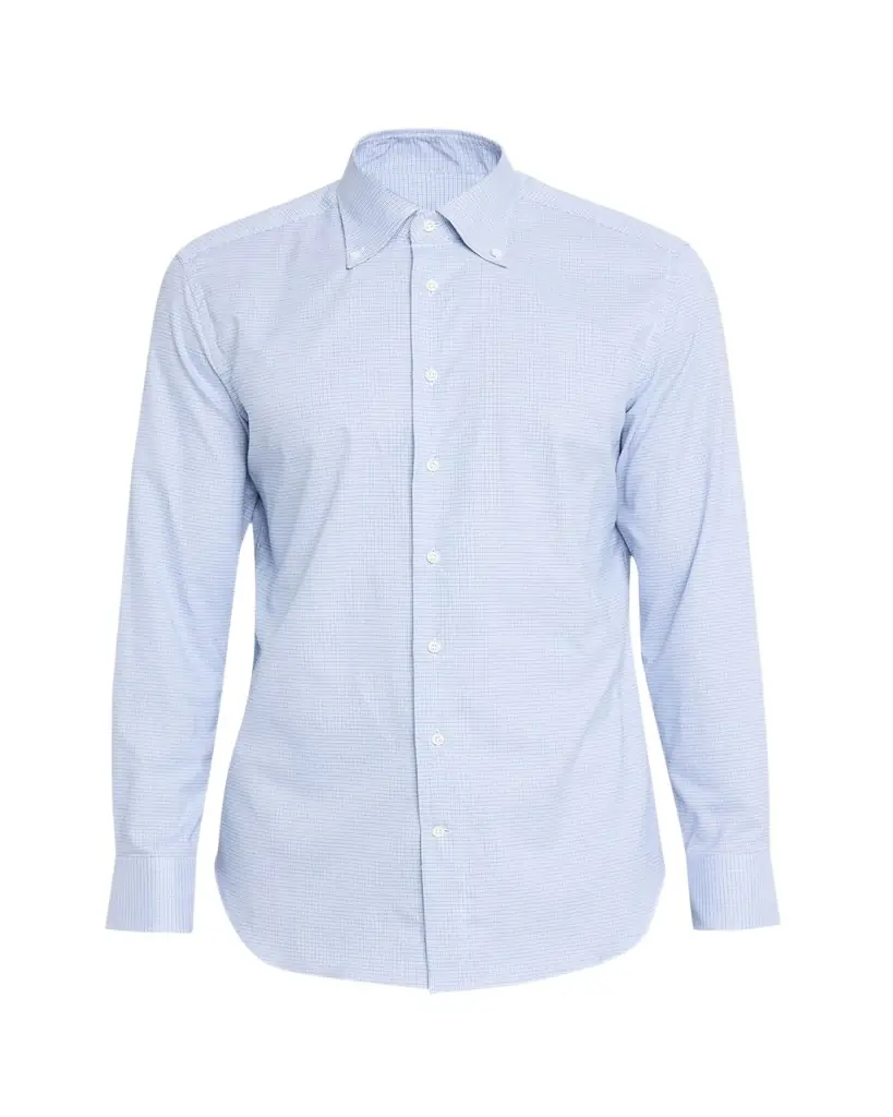 Bergdorf Goodman Men's Cotton Micro-Check Button-Collar Sport Shirt