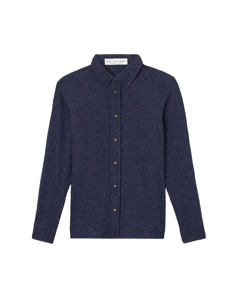 God's True Cashmere Men's Cashmere Two-Pocket Tigers Eye Button-Down Shirt