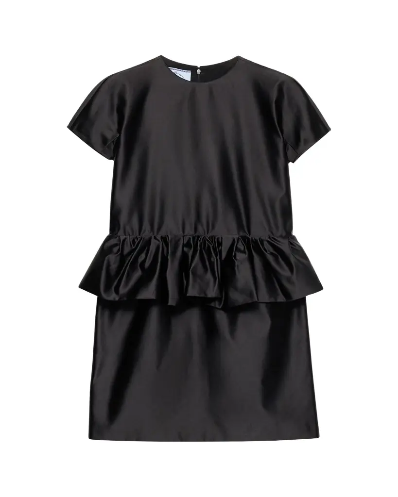 Prada Duchesse Silk Peplum Mini Dress