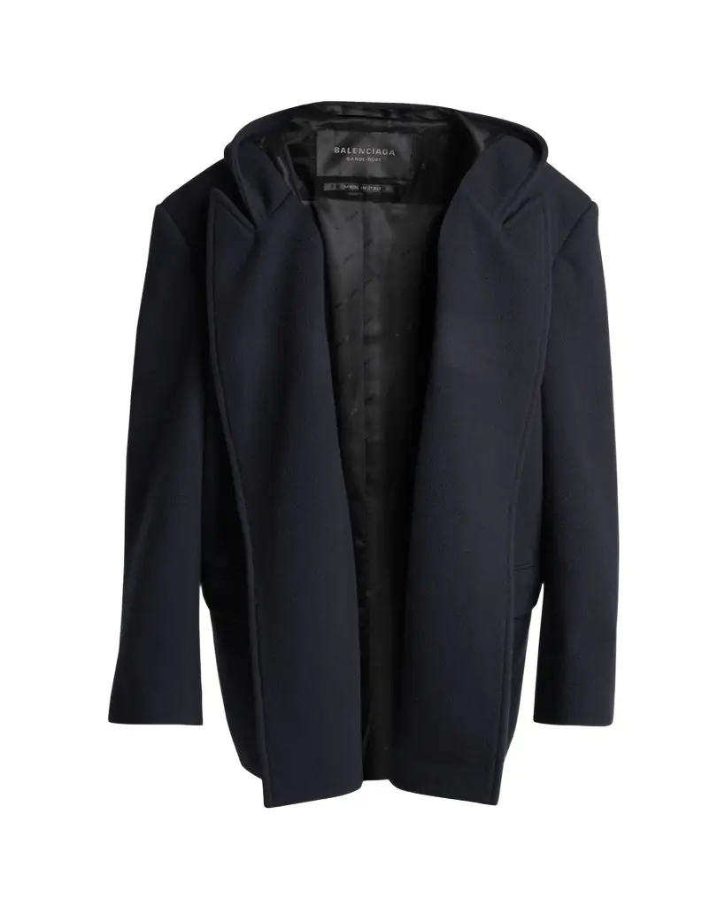 Balenciaga Men's Wool Oversized Hooded Short Coat