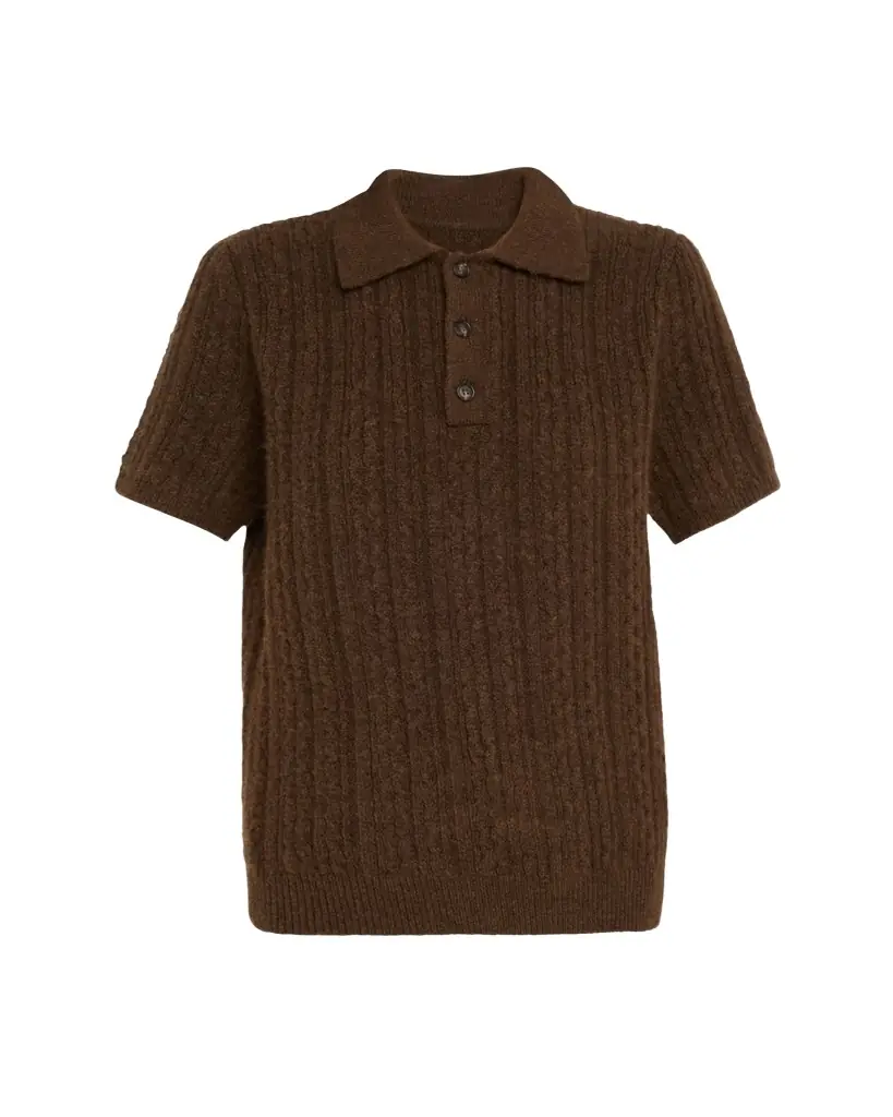 MM6 Maison Margiela Short-Sleeve Cable-Knit Polo Shirt