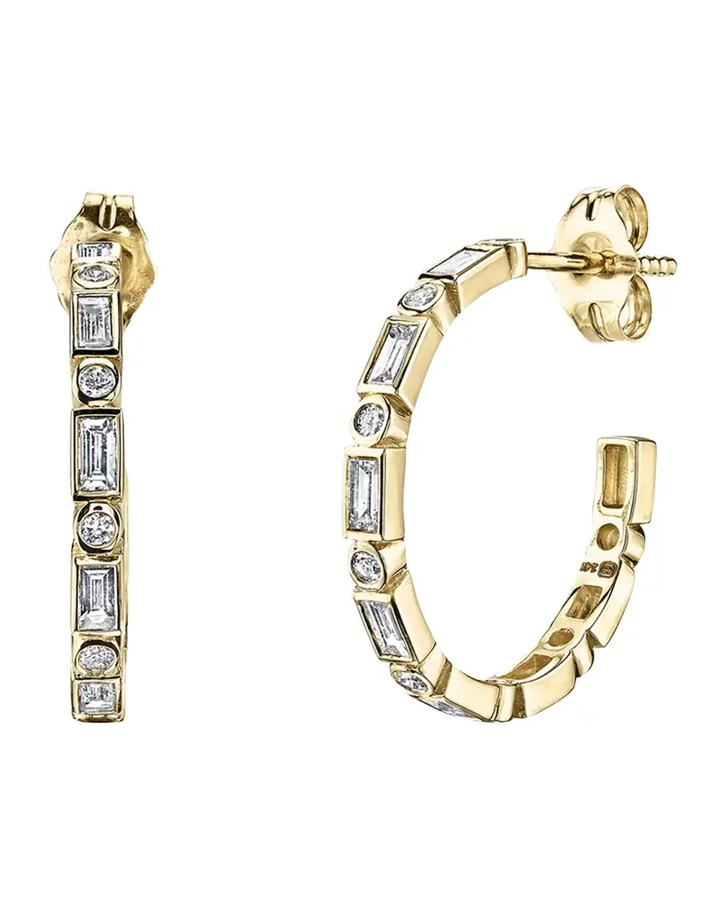 Sydney Evan Medium 14K Yellow Gold Diamond Hoops
