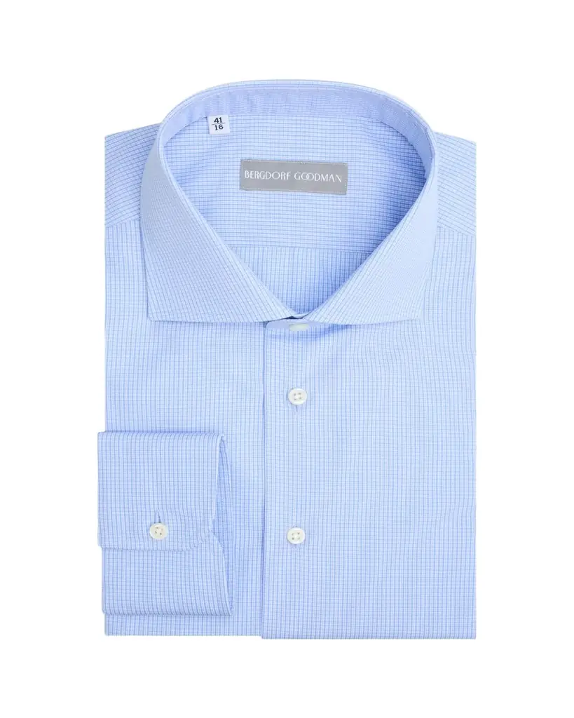 Bergdorf Goodman Men's Cotton Mini Graph Check Dress Shirt