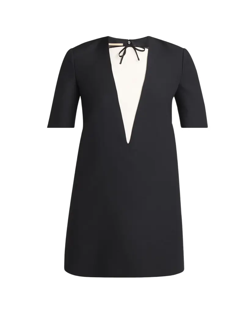 Valentino Garavani Bow Collar Wool-Blend Mini Dress