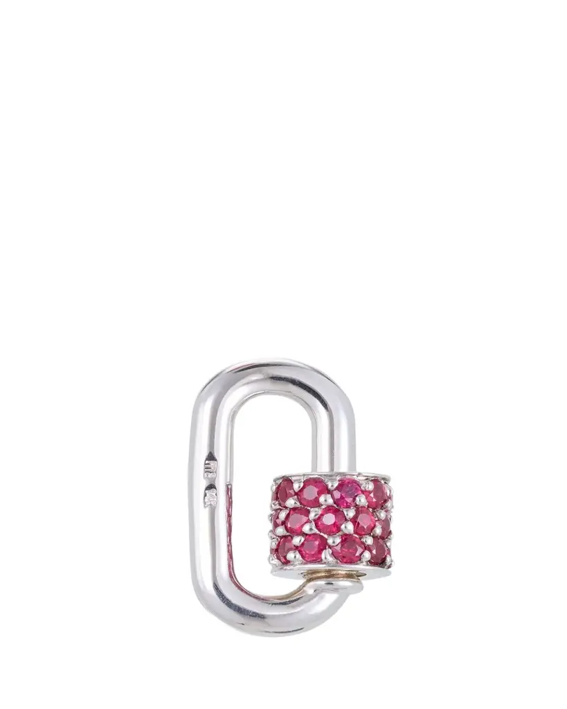 Marla Aaron Stoned Chubby Babylock in 14K White Gold with Rubies