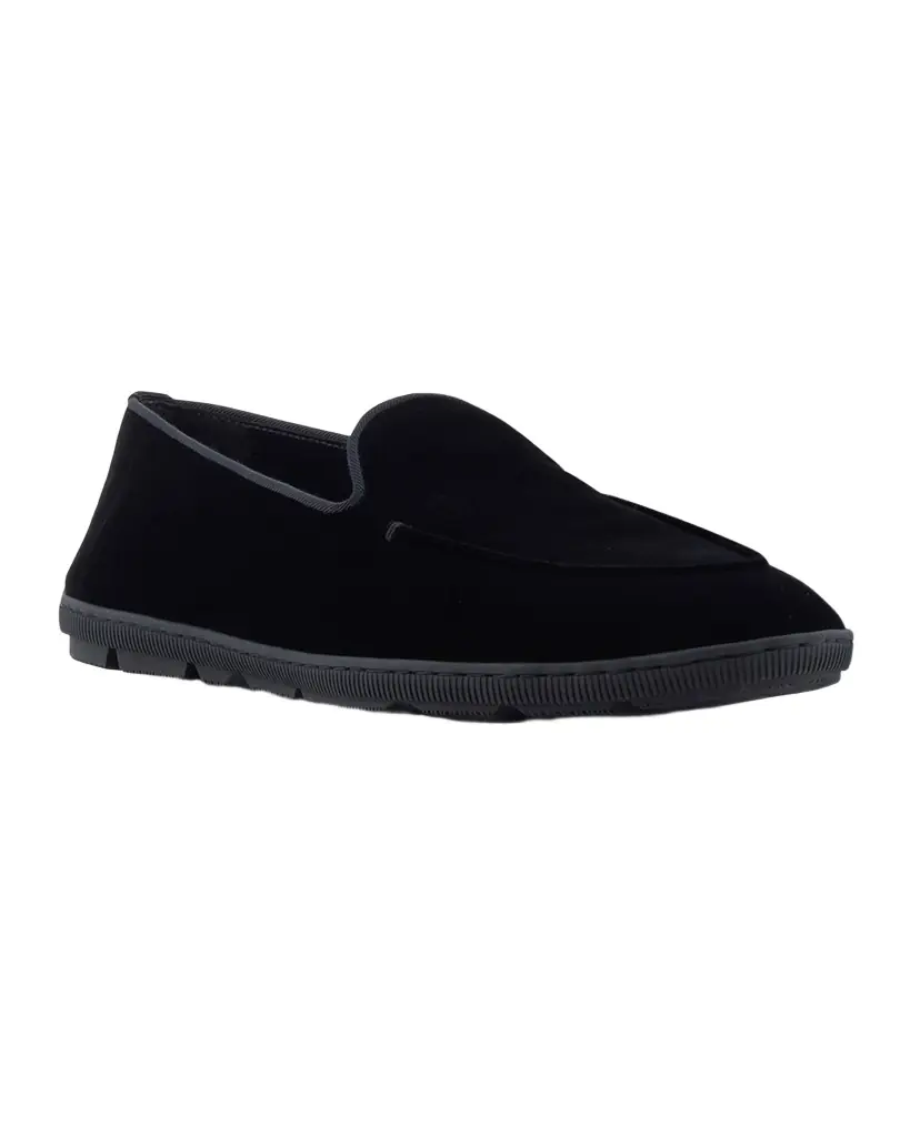 Giorgio Armani Men's Velvet Rubber-Sole Slipper Loafers