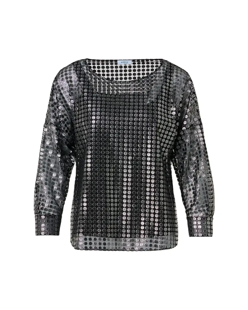 Akris punto Metallic Dot Long-Sleeve Blouse