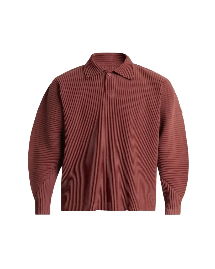 Homme Plisse Issey Miyake Men's Pleated Long-Sleeve Polo Shirt