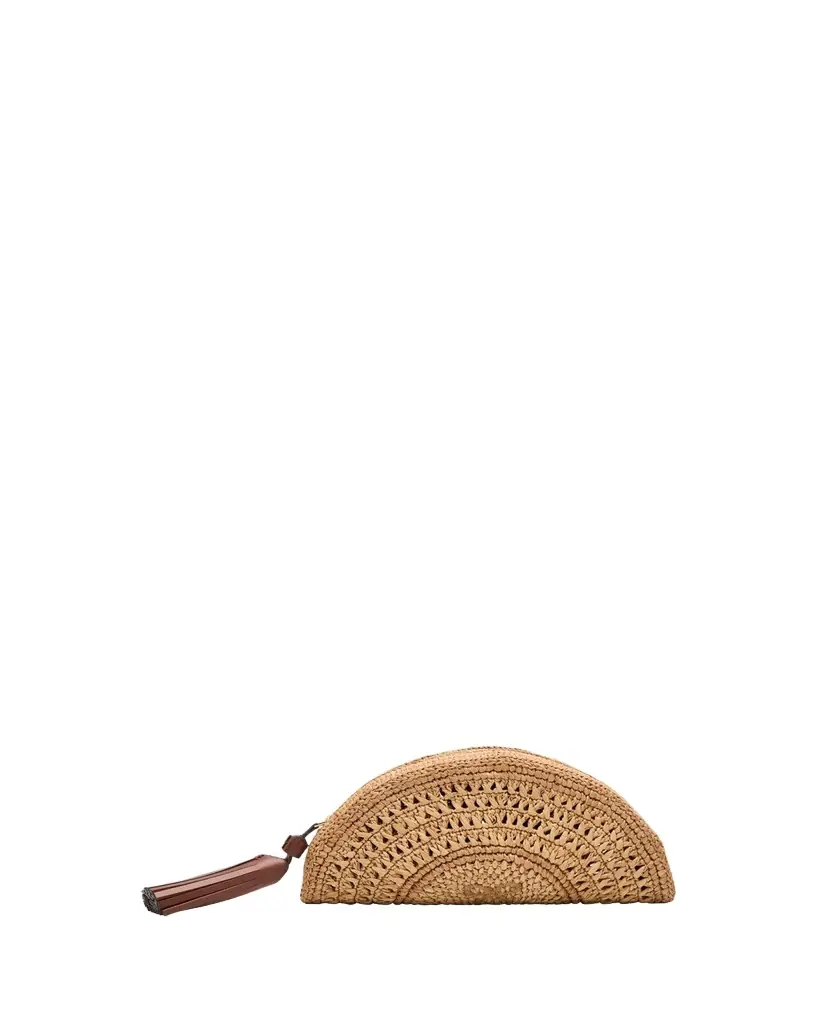 Anya Hindmarch Half Moon Raffia Bow Clutch Bag