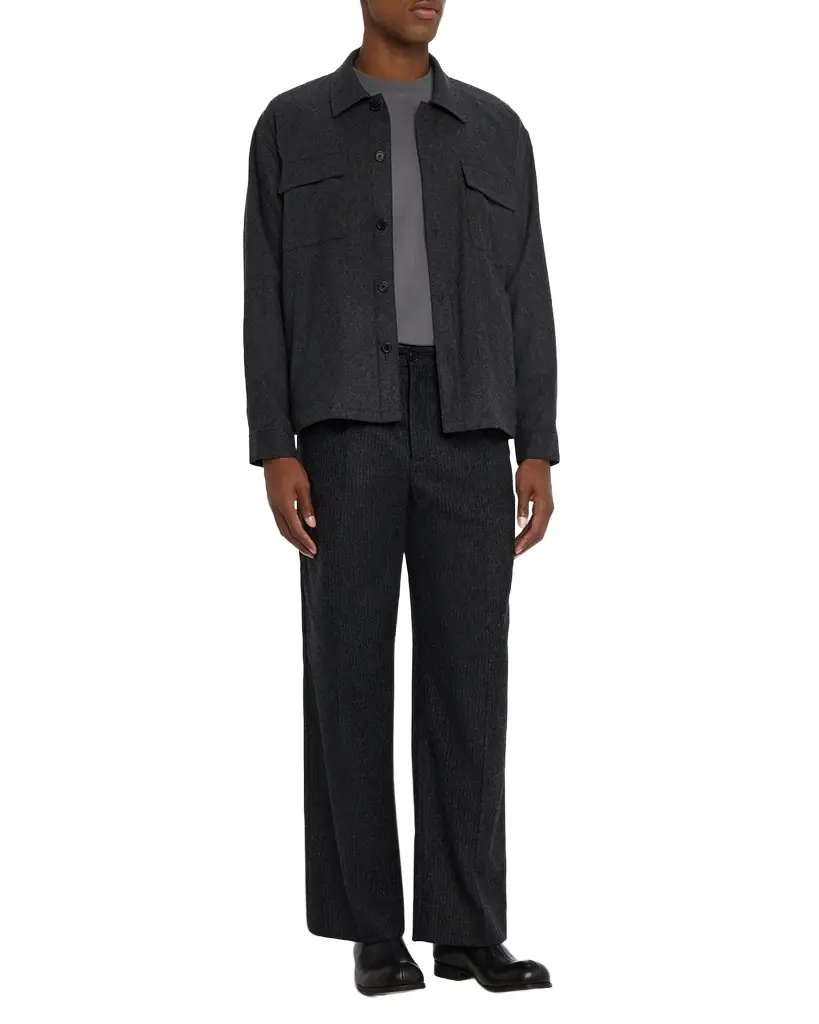 FRAME Men's Pinstripe Wide Leg Trousers