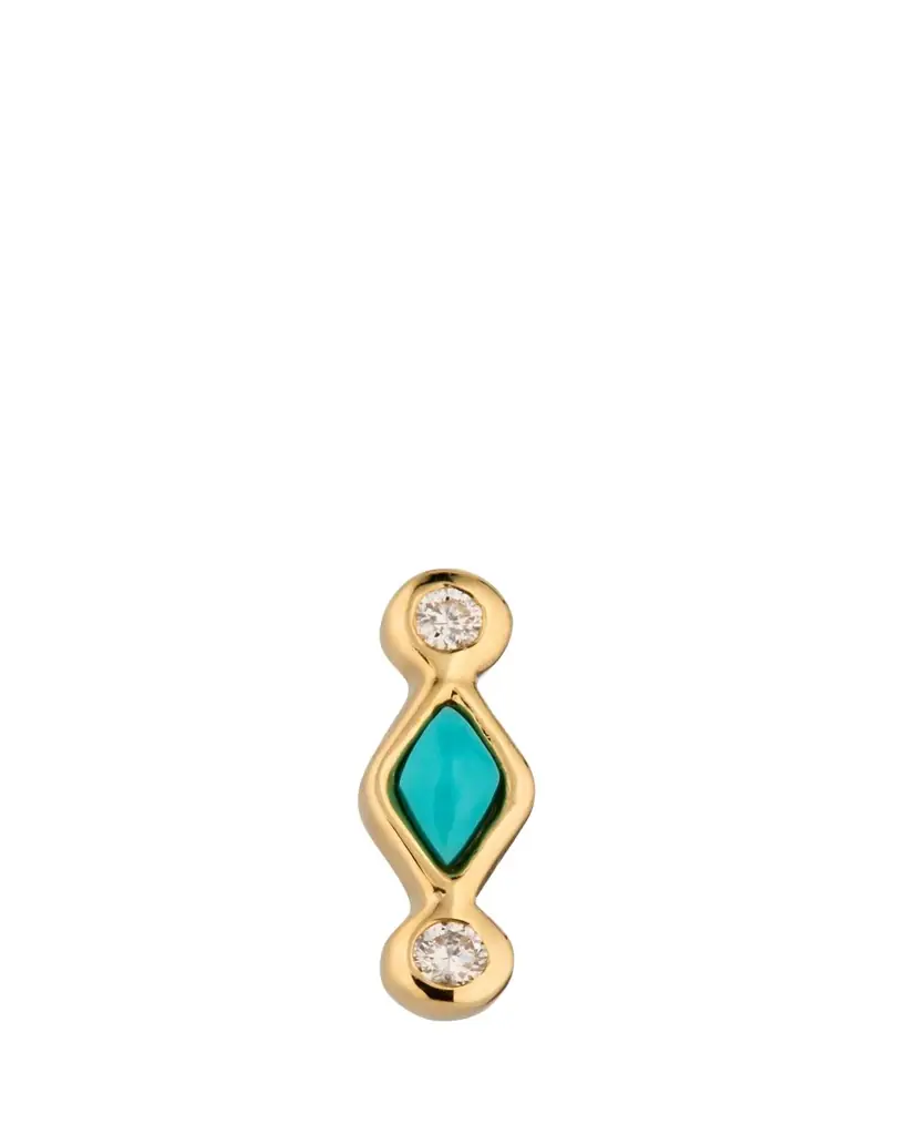 Sydney Evan Turquoise and Diamond Bezel Stud Earrings