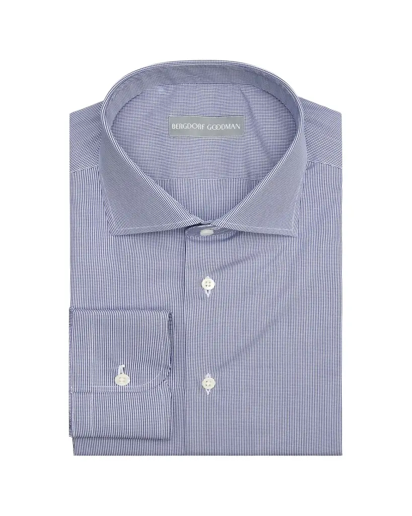 Bergdorf Goodman Men's Cotton Micro-Check Spread Collar Dress Shirt