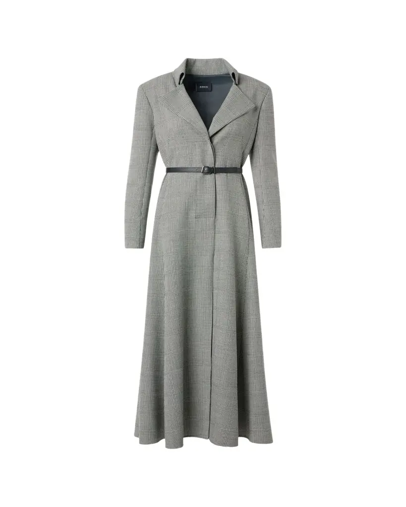 Akris Prince Of Wales Belted Ankle Shirtdress