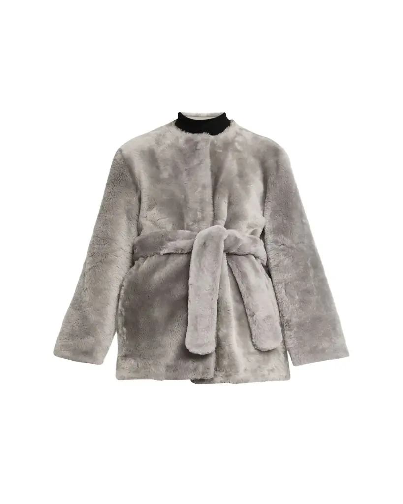 Toteme Plush Shearling Belted Coat