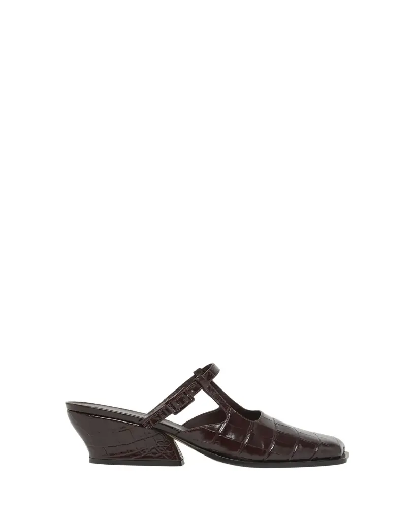 Loewe Onda Croc-Embossed Leather Mules