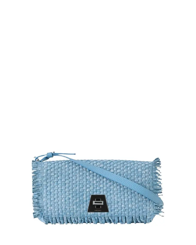 Akris Anouk Fringed Woven Cotton Twill Clutch Bag