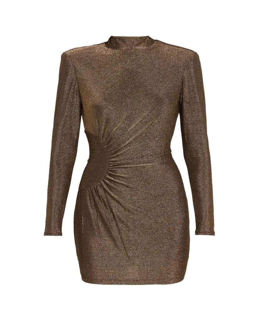 Ramy Brook Amarylis Metallic Long-Sleeve Mini Dress