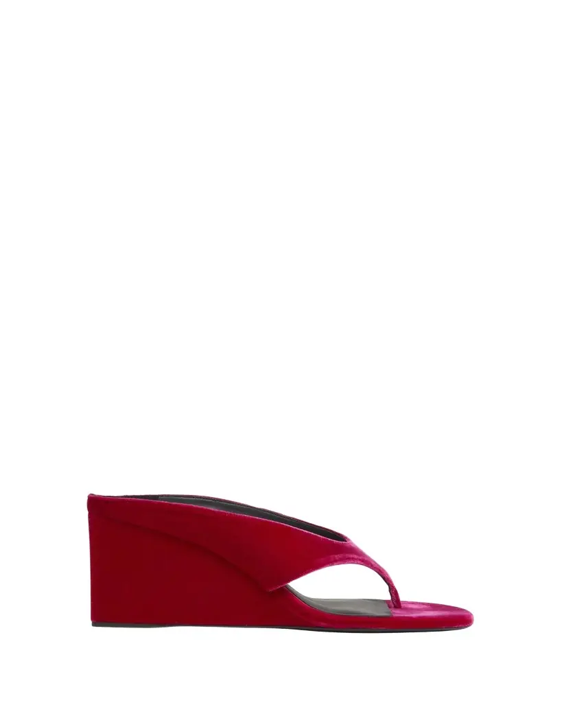 ALAIA 75mm Velvet Wedge Thong Sandals