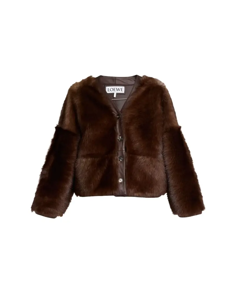 Loewe Lamb Shearling V-Neck Cardigan